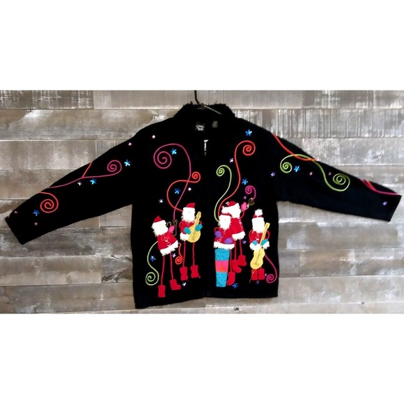 Christina Rotelli Sweaters - VTG Christina Rotelli Christmas Sweater Sz 1X Embroidered Holiday Santa Claus